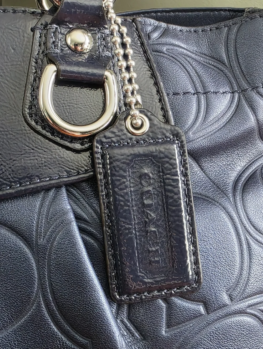 Coach Ashley Carryall F19455 Satchel Blue Signature Embossed Leather Bag NWT Y2K - Picture 4 of 16